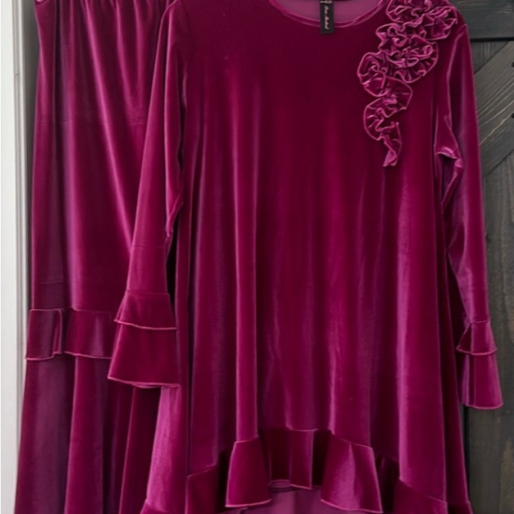 Elegant Velvet Dress with Ruffle Detail